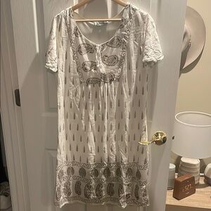 White and Gray Patterned Dress